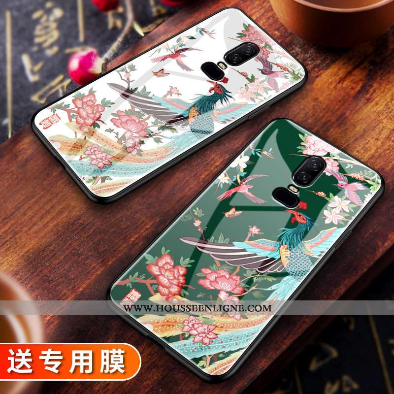 Housse Oneplus 6 Original Ultra Téléphone Portable Créatif Vintage Étui Net Rouge Blanche