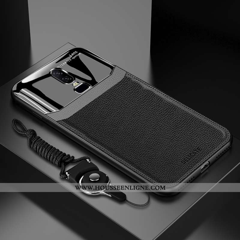 Housse Oneplus 6 Silicone Protection Personnalité Coque Anneau Téléphone Portable Cuir Rouge