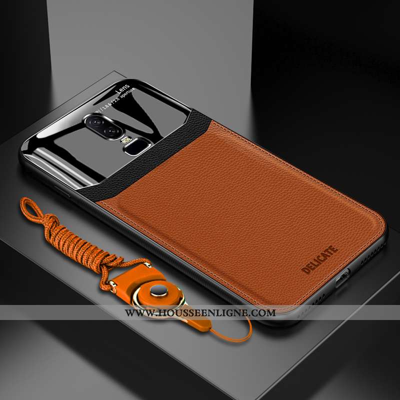 Housse Oneplus 6 Silicone Protection Personnalité Coque Anneau Téléphone Portable Cuir Rouge