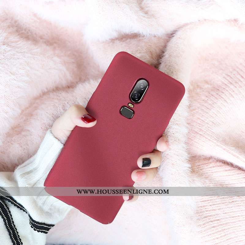 Housse Oneplus 6 Tendance Légère Difficile Coque Protection Ultra Net Rouge