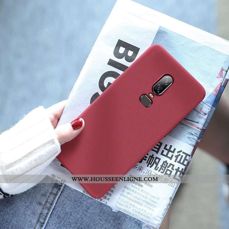 Housse Oneplus 6 Tendance Légère Difficile Coque Protection Ultra Net Rouge