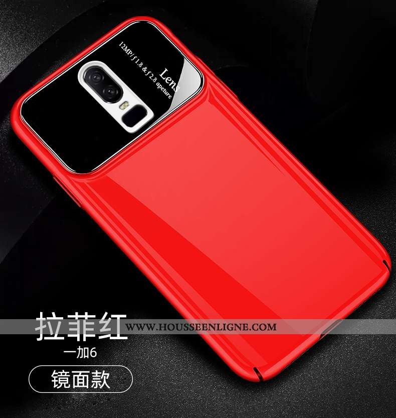 Housse Oneplus 6 Tendance Légère Net Rouge Étui Téléphone Portable Blanc Créatif Blanche
