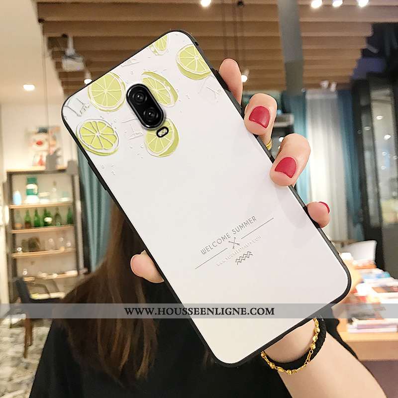Housse Oneplus 6t Créatif Gaufrage Personnalité Citron Frais Bleu Silicone Jaune