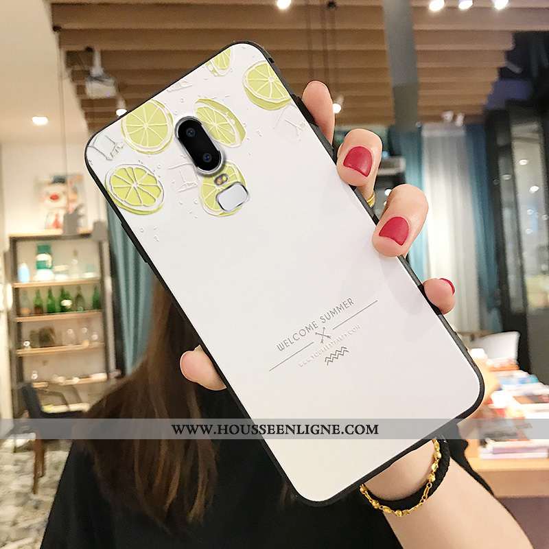 Housse Oneplus 6t Créatif Gaufrage Personnalité Citron Frais Bleu Silicone Jaune