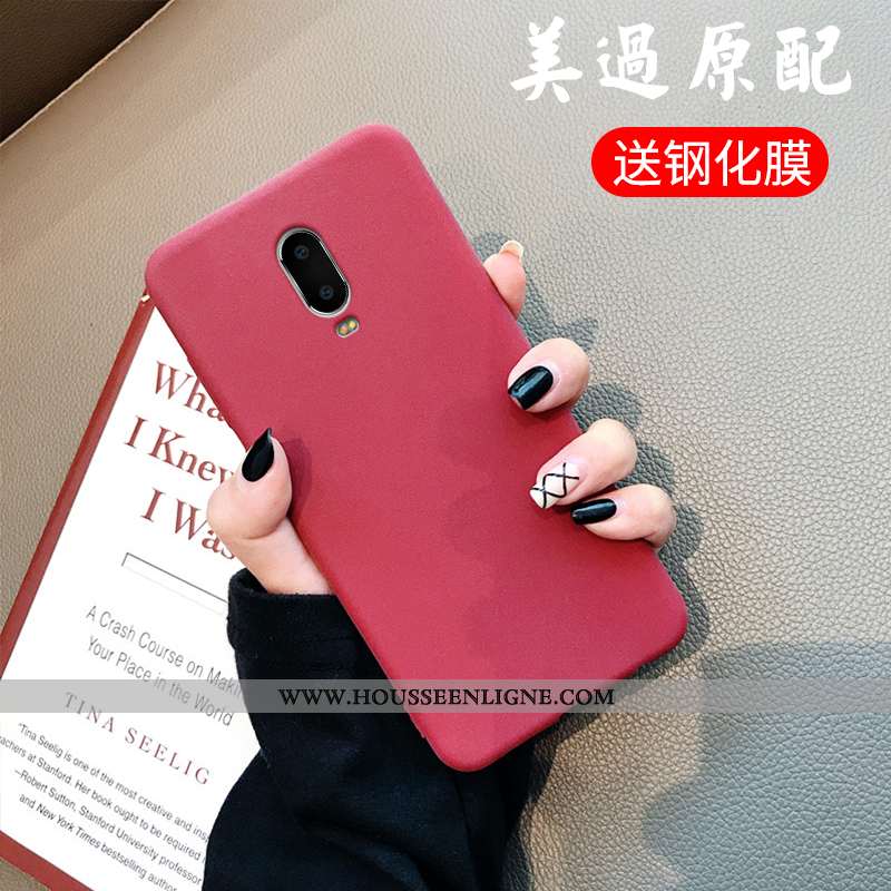Housse Oneplus 6t Délavé En Daim Créatif Légère Silicone Support Ultra Net Rouge Gris