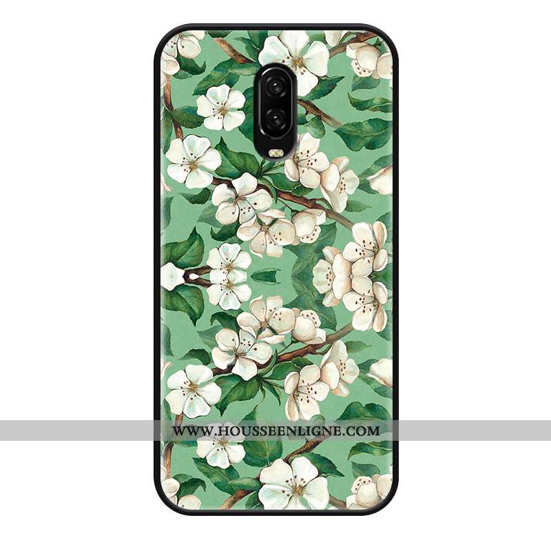 Housse Oneplus 6t Délavé En Daim Mode Téléphone Portable Vert Petit Simple Coque Verte