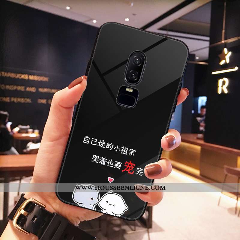 Housse Oneplus 6t Fluide Doux Silicone Petit Net Rouge Étui Amoureux Coque Noir