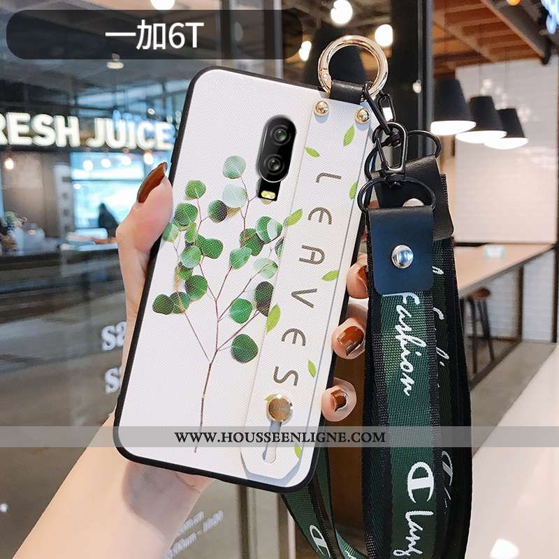 Housse Oneplus 6t Gaufrage Ultra Silicone Tout Compris Légère Personnalité Style Chinois Blanche