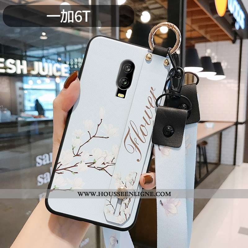 Housse Oneplus 6t Gaufrage Ultra Silicone Tout Compris Légère Personnalité Style Chinois Blanche