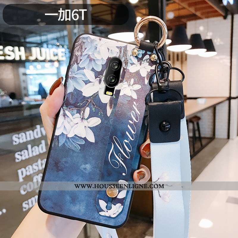Housse Oneplus 6t Gaufrage Ultra Silicone Tout Compris Légère Personnalité Style Chinois Blanche
