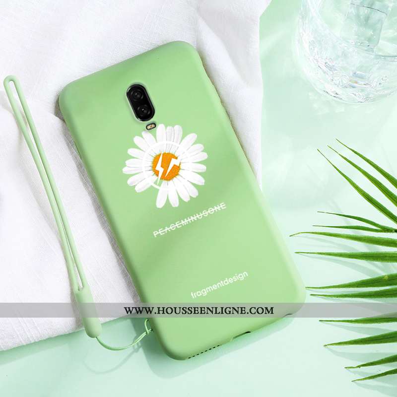 Housse Oneplus 6t Légère Fluide Doux Charmant Personnalité Silicone Vert Téléphone Portable Verte