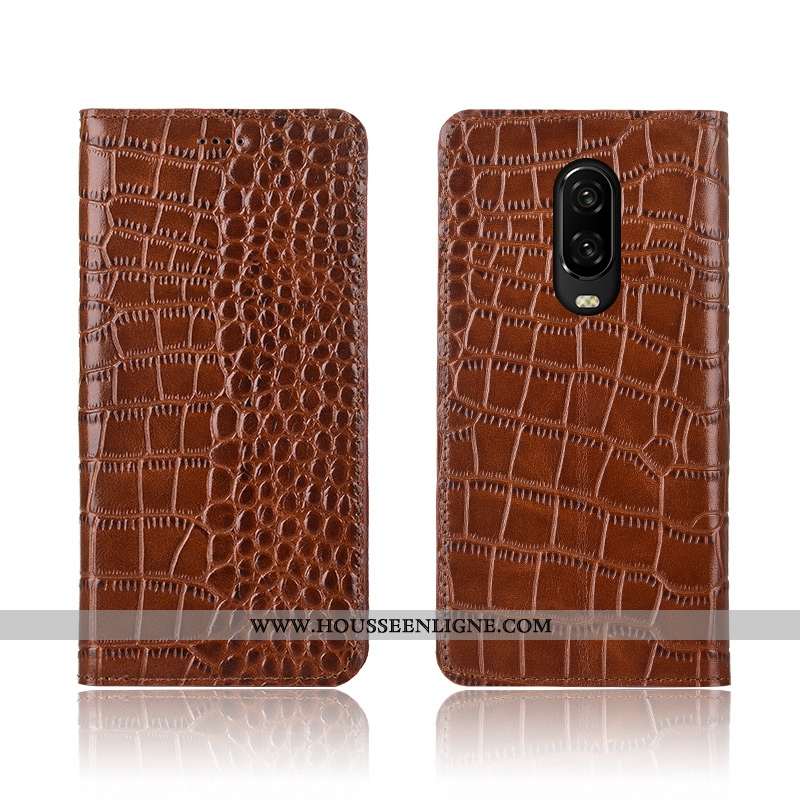 Housse Oneplus 6t Protection Cuir Véritable Incassable Fluide Doux Nouveau Clamshell Rouge