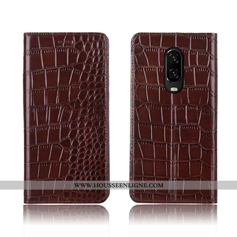 Housse Oneplus 6t Protection Cuir Véritable Incassable Fluide Doux Nouveau Clamshell Rouge