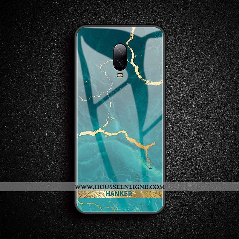 Housse Oneplus 6t Verre Personnalité Étui Fluide Doux Créatif Gems Coque Bleu