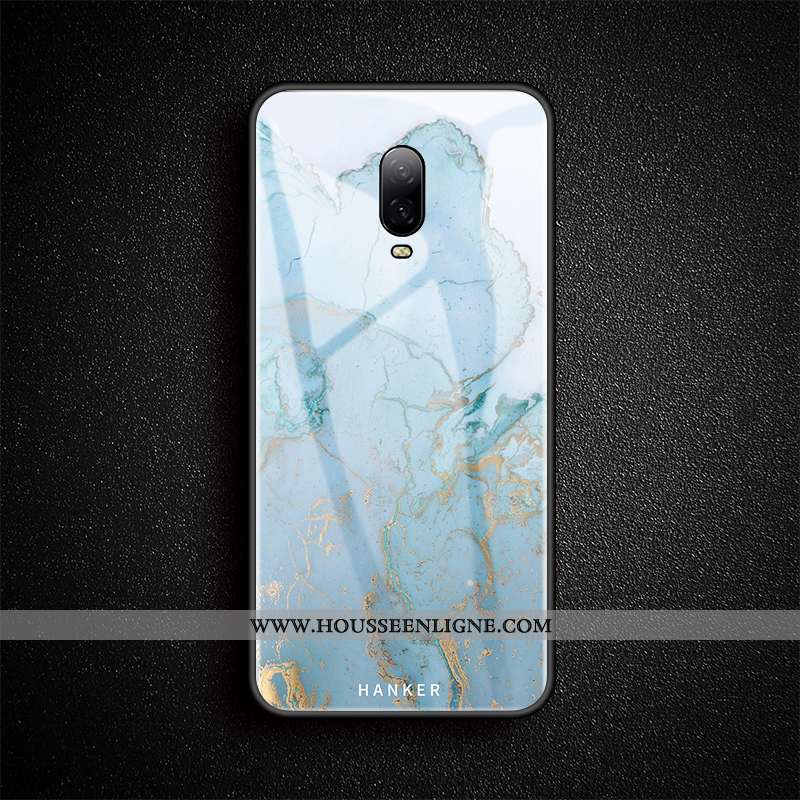 Housse Oneplus 6t Verre Personnalité Étui Fluide Doux Créatif Gems Coque Bleu