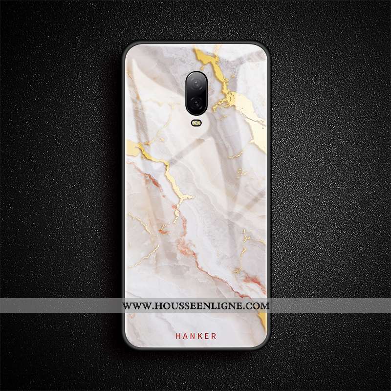 Housse Oneplus 6t Verre Personnalité Étui Fluide Doux Créatif Gems Coque Bleu