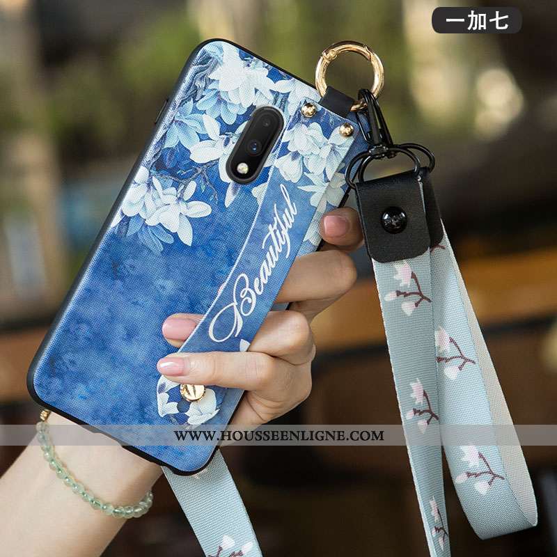 Housse Oneplus 7 Délavé En Daim Personnalité Tendance Créatif Rouge Téléphone Portable Coque