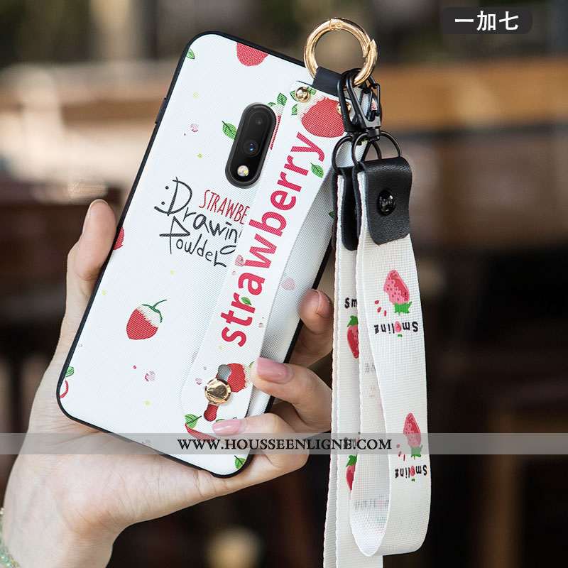Housse Oneplus 7 Délavé En Daim Personnalité Tendance Créatif Rouge Téléphone Portable Coque