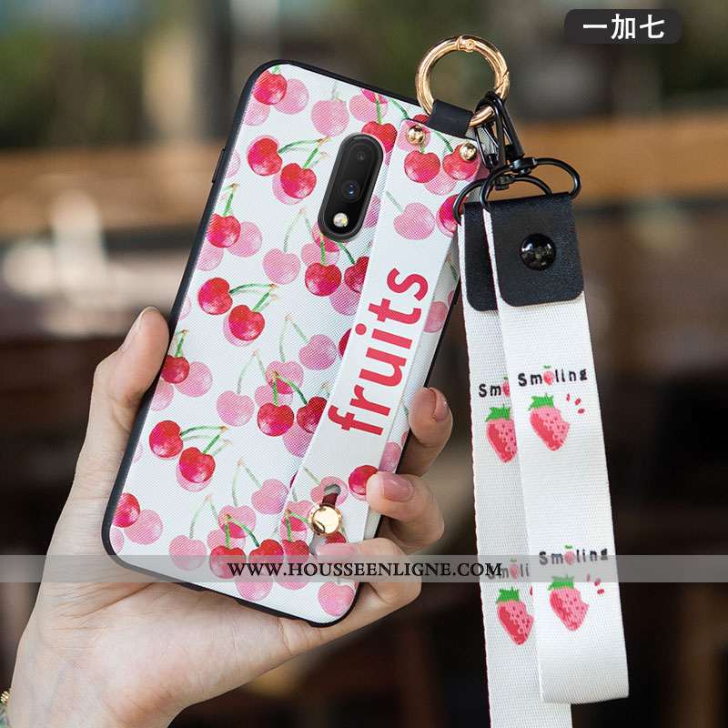 Housse Oneplus 7 Délavé En Daim Personnalité Tendance Créatif Rouge Téléphone Portable Coque