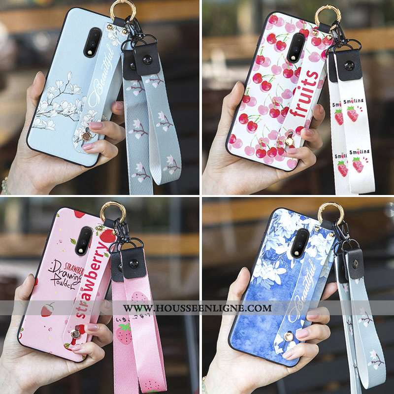 Housse Oneplus 7 Délavé En Daim Personnalité Tendance Créatif Rouge Téléphone Portable Coque