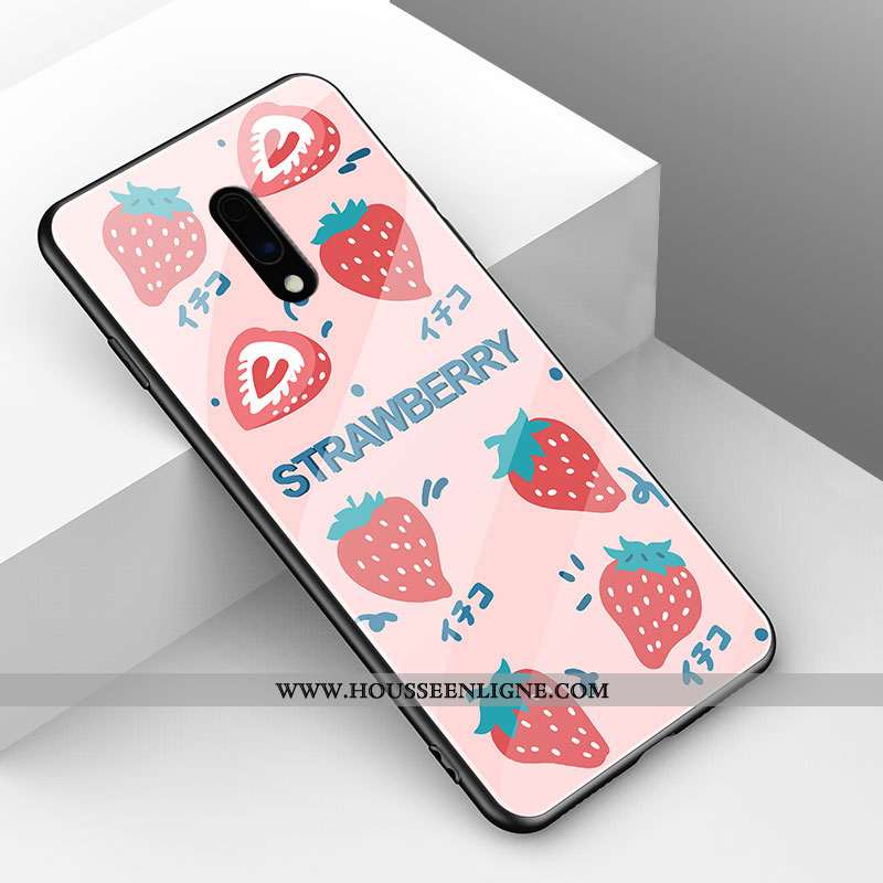 Housse Oneplus 7 Fluide Doux Mode Net Rouge Verre Tout Compris Animal Incassable