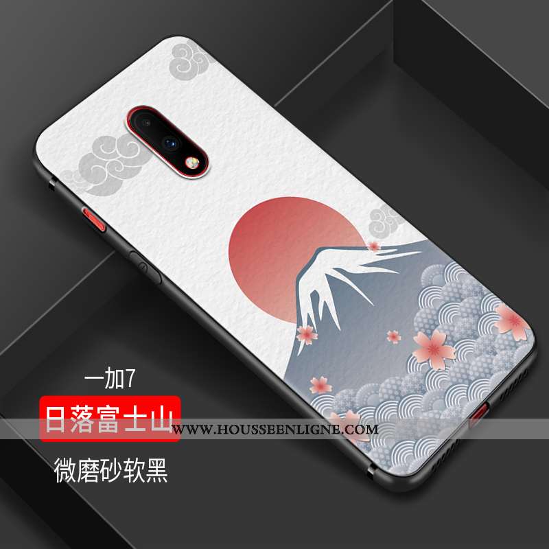 Housse Oneplus 7 Fluide Doux Silicone Tendance Grue Noir Étui Petit