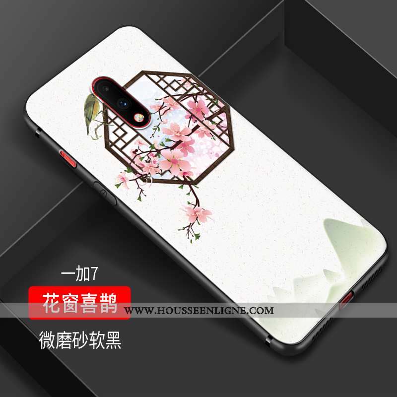 Housse Oneplus 7 Fluide Doux Silicone Tendance Grue Noir Étui Petit