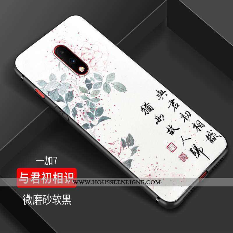 Housse Oneplus 7 Fluide Doux Silicone Tendance Grue Noir Étui Petit