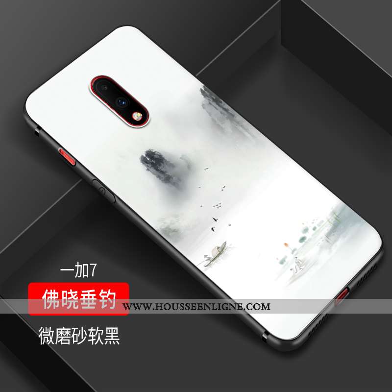 Housse Oneplus 7 Fluide Doux Silicone Tendance Grue Noir Étui Petit