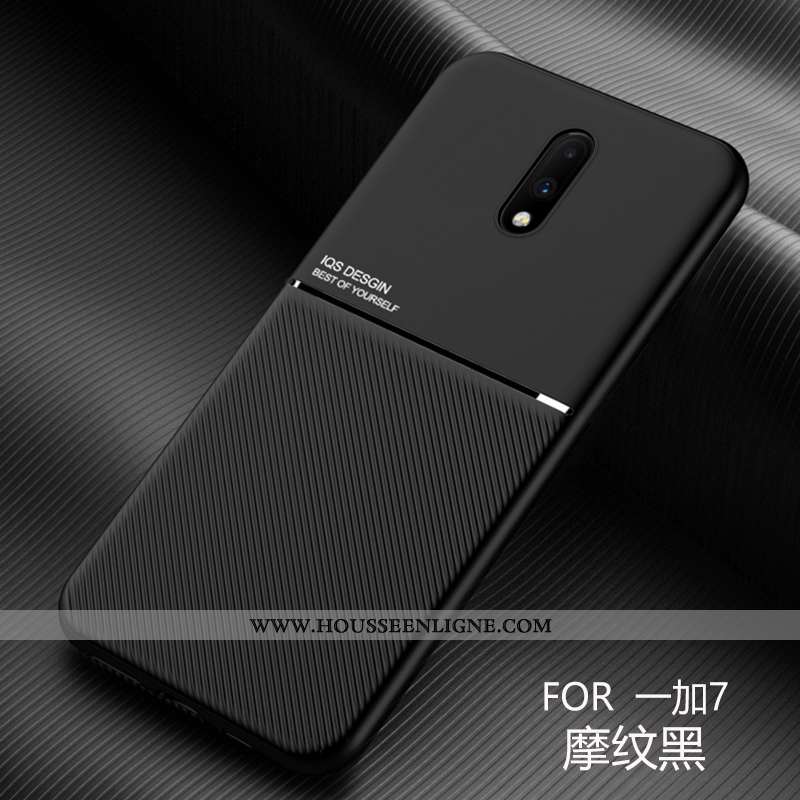 Housse Oneplus 7 Fluide Doux Silicone Ultra Cuir Téléphone Portable Personnalité Protection Noir