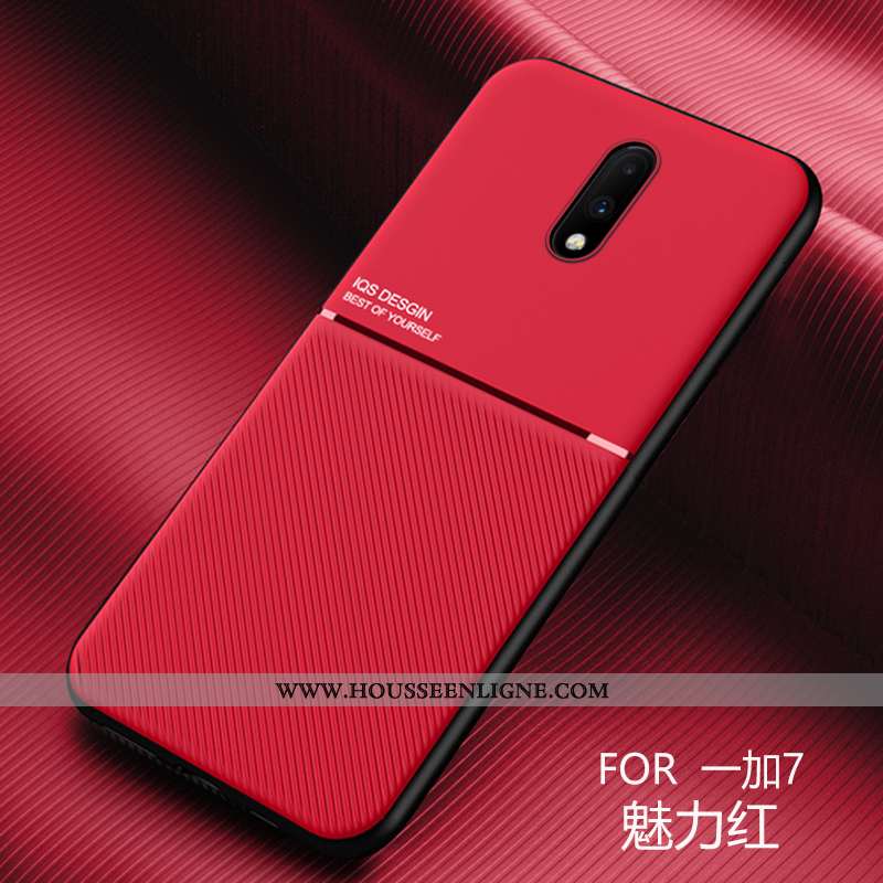 Housse Oneplus 7 Fluide Doux Silicone Ultra Cuir Téléphone Portable Personnalité Protection Noir