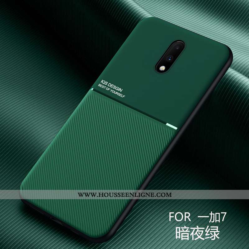 Housse Oneplus 7 Fluide Doux Silicone Ultra Cuir Téléphone Portable Personnalité Protection Noir