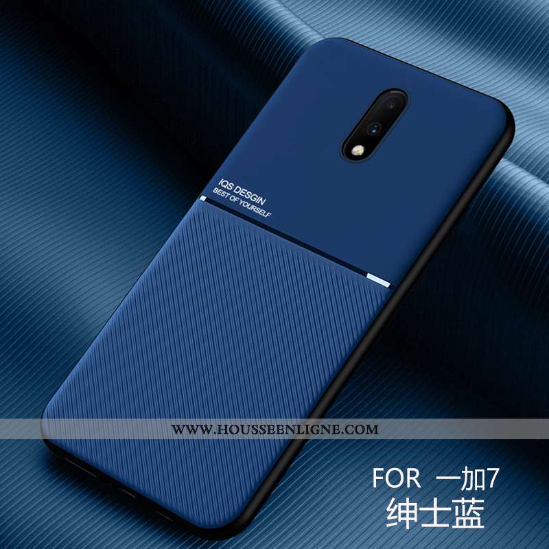 Housse Oneplus 7 Fluide Doux Silicone Ultra Cuir Téléphone Portable Personnalité Protection Noir