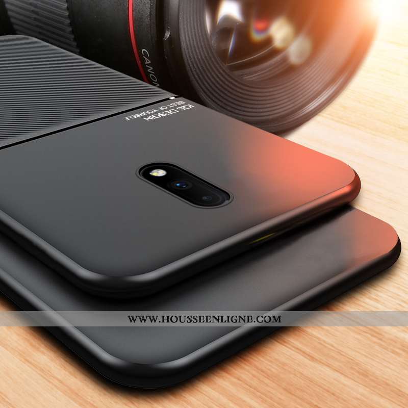 Housse Oneplus 7 Fluide Doux Silicone Ultra Cuir Téléphone Portable Personnalité Protection Noir
