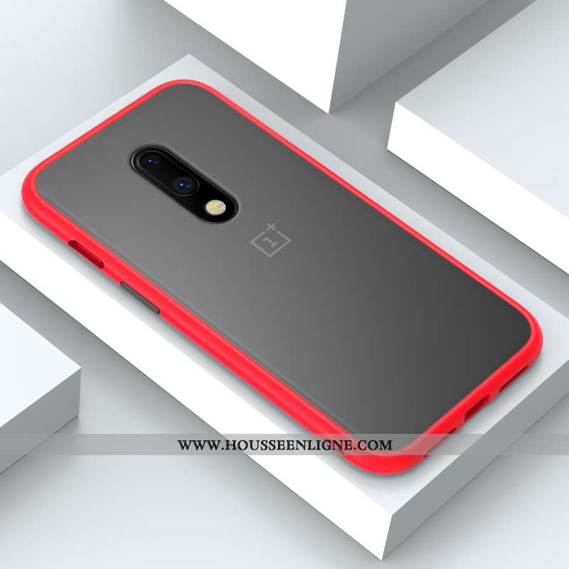 Housse Oneplus 7 Personnalité Créatif Délavé En Daim Net Rouge Tout Compris Noir Incassable