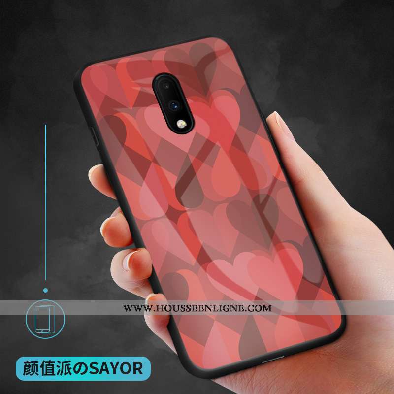 Housse Oneplus 7 Personnalité Verre Blanc Coque Téléphone Portable Tout Compris Amour Blanche