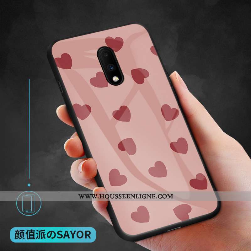 Housse Oneplus 7 Personnalité Verre Blanc Coque Téléphone Portable Tout Compris Amour Blanche