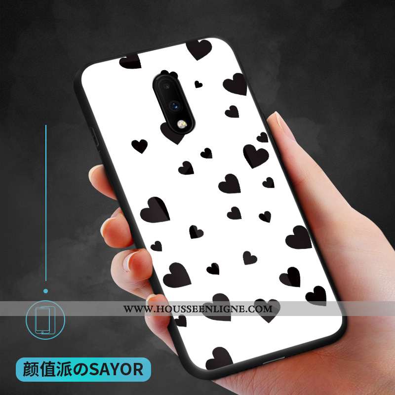 Housse Oneplus 7 Personnalité Verre Blanc Coque Téléphone Portable Tout Compris Amour Blanche