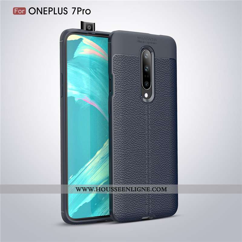Housse Oneplus 7 Pro Fluide Doux Protection Coque Business Noir Modèle Fleurie Antidérapant