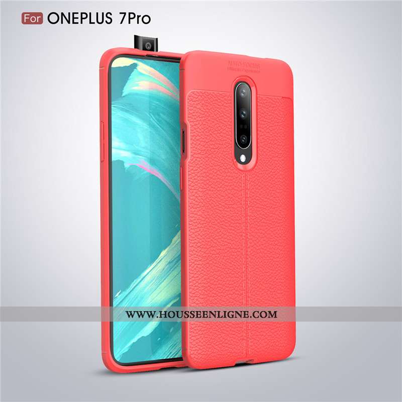 Housse Oneplus 7 Pro Fluide Doux Protection Coque Business Noir Modèle Fleurie Antidérapant