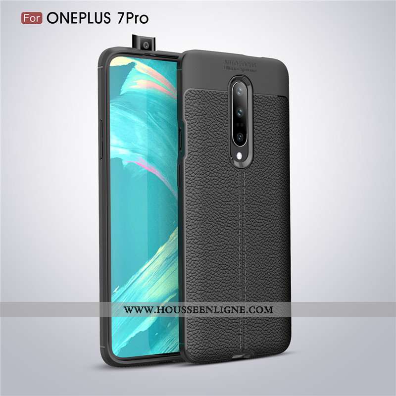 Housse Oneplus 7 Pro Fluide Doux Protection Coque Business Noir Modèle Fleurie Antidérapant