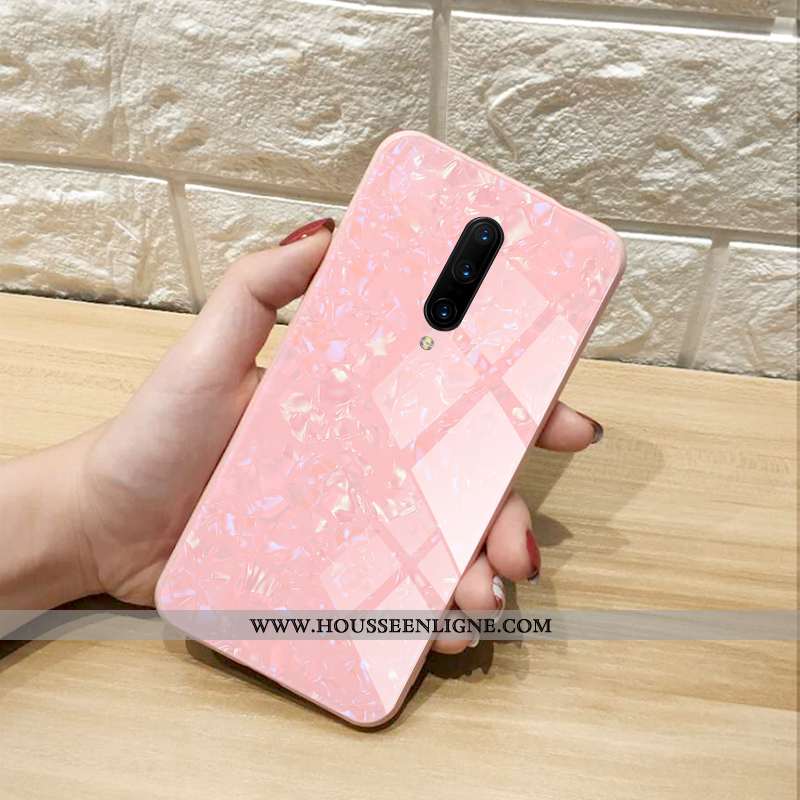 Housse Oneplus 7 Pro Protection Verre Étui Tendance Personnalité Net Rouge Charmant Rose
