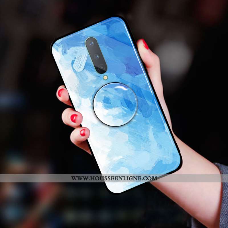 Housse Oneplus 7 Pro Silicone Protection Nouveau Fluide Doux Vert Grand Simple Bleu