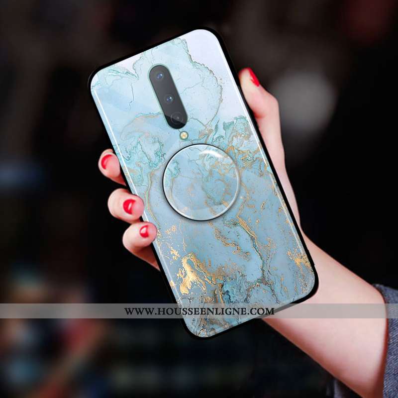 Housse Oneplus 7 Pro Silicone Protection Nouveau Fluide Doux Vert Grand Simple Bleu