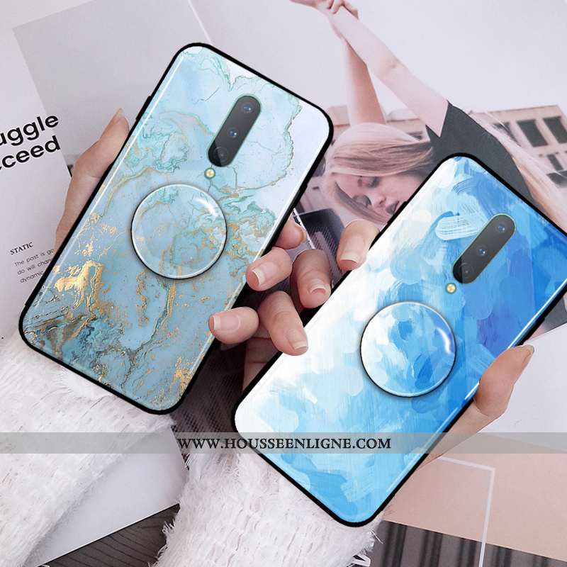 Housse Oneplus 7 Pro Silicone Protection Nouveau Fluide Doux Vert Grand Simple Bleu