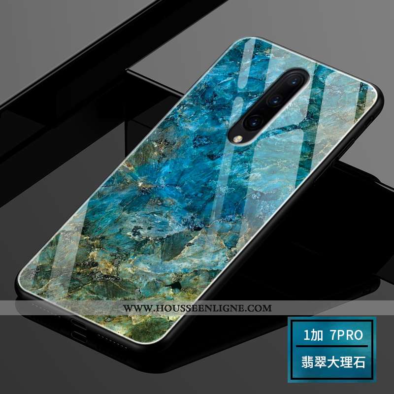 Housse Oneplus 7 Pro Verre Personnalité Vert Mode Protection Étui Incassable Verte