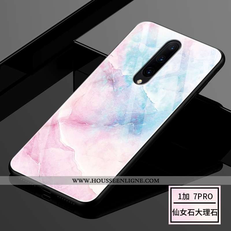 Housse Oneplus 7 Pro Verre Personnalité Vert Mode Protection Étui Incassable Verte