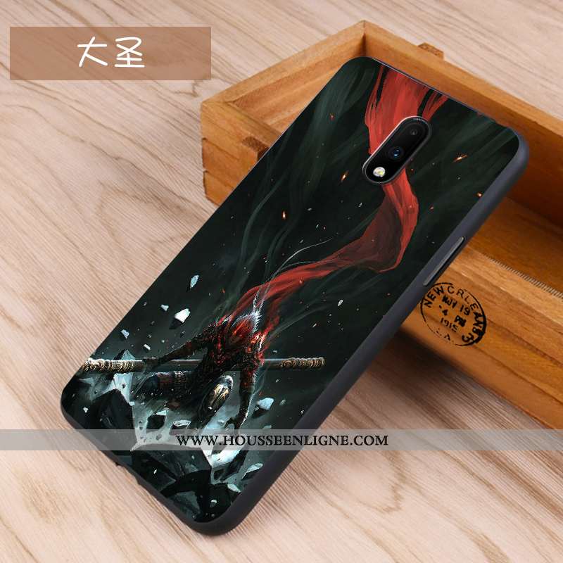 Housse Oneplus 7 Protection Délavé En Daim Tout Compris Personnalité Fluide Doux Créatif Noir