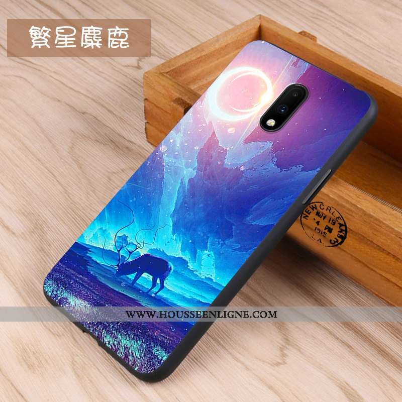 Housse Oneplus 7 Protection Délavé En Daim Tout Compris Personnalité Fluide Doux Créatif Noir