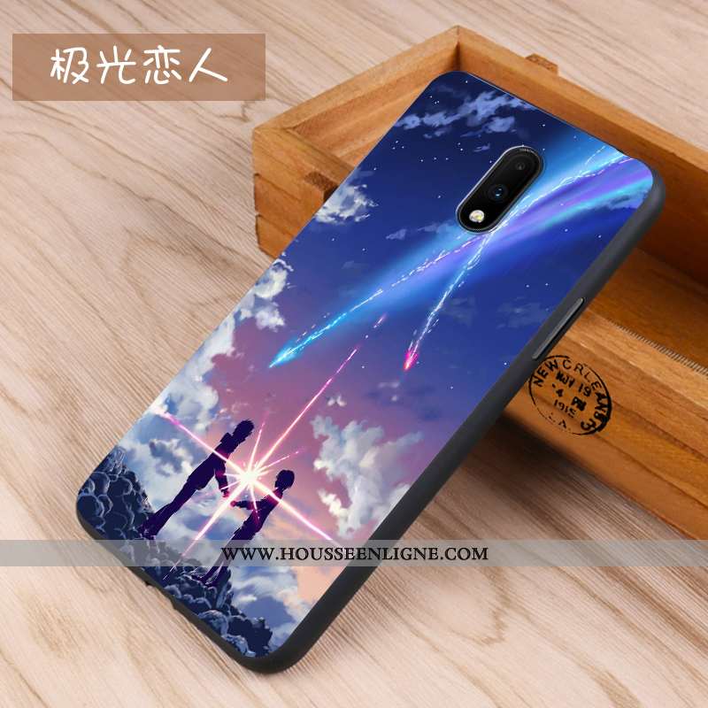 Housse Oneplus 7 Protection Délavé En Daim Tout Compris Personnalité Fluide Doux Créatif Noir